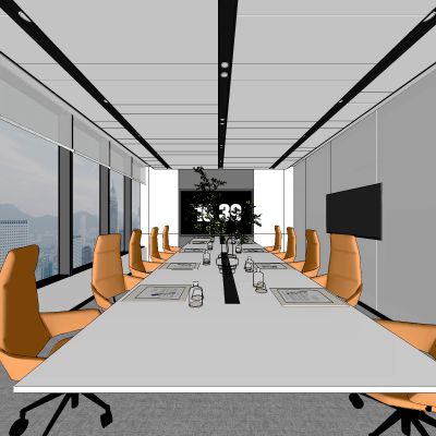 现代极简办公会议室