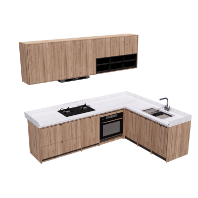 北欧橱柜蒸箱油烟机电磁炉水槽水龙头