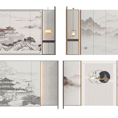 新中式床头背景墙