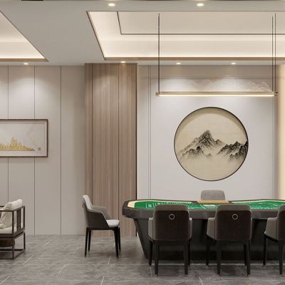 新中式棋牌室_德州棋牌桌