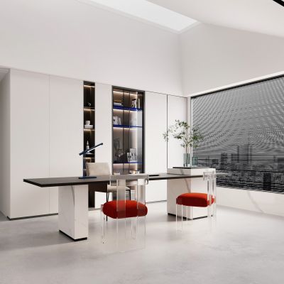 现代，书房，书桌椅