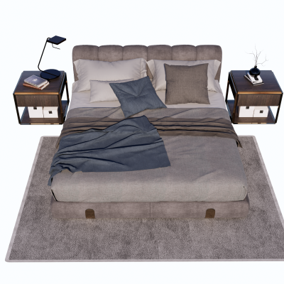 现代双人床床头柜