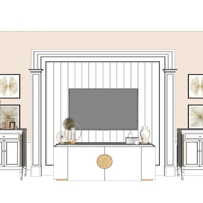 欧式电视背景墙电视柜液晶电视