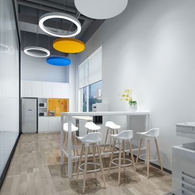 现代公司办公室茶水间洽谈室休闲区