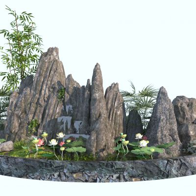 新中式假山石头 水景