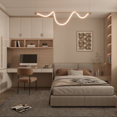 现代简约家居卧室3D模型