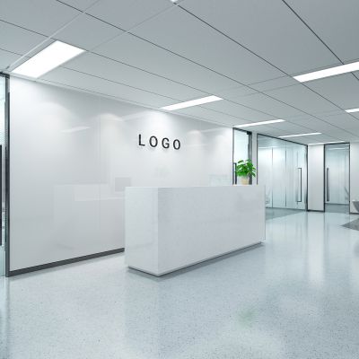 现代办公室公司前台接待大厅