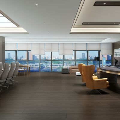 现代办公室新中式经理室老总老板办公室