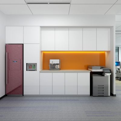 现代公司办公室茶水间洽谈室休闲区