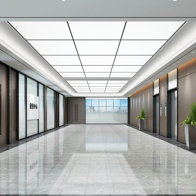 现代公司办公室过道玻璃隔断