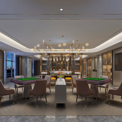 酒店餐厅餐馆茶楼新中式棋牌室麻将室娱乐室茶室休闲区