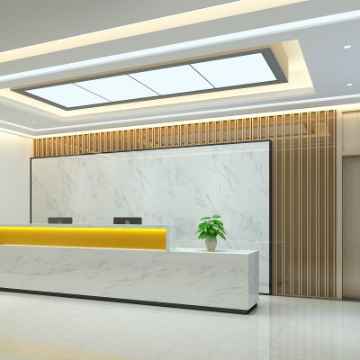 现代办公室公司前台接待大厅