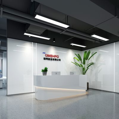 现代办公室公司前台接待大厅