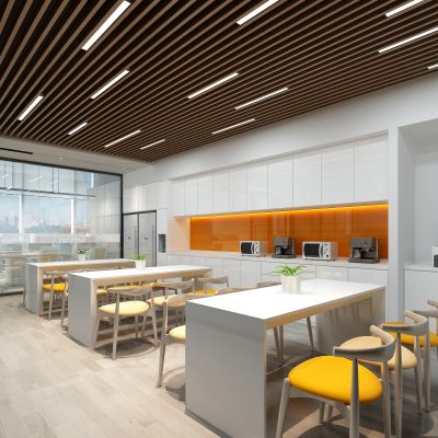 现代公司办公室茶水间洽谈室休闲区