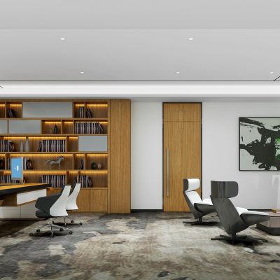 现代办公室新中式经理室老总老板办公室