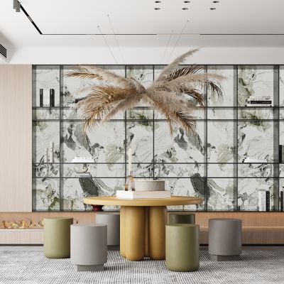 现代餐厅 餐桌椅 展示柜