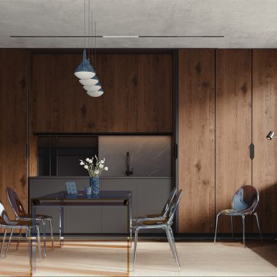 现代餐厅 餐桌椅 橱柜