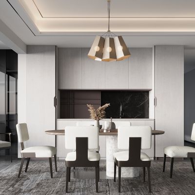 现代餐厅 餐桌椅 橱柜