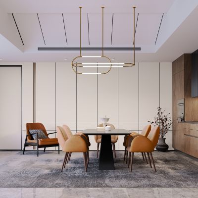 现代餐厅 餐桌椅 橱柜