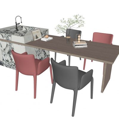 现代中岛餐桌椅组合