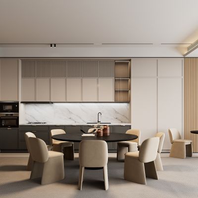 现代餐厅 餐桌椅 橱柜