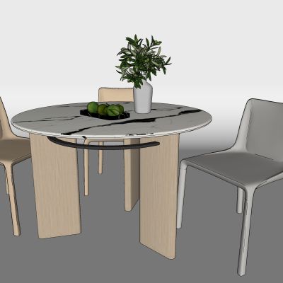 现代，原木，大理石，餐桌，圆桌