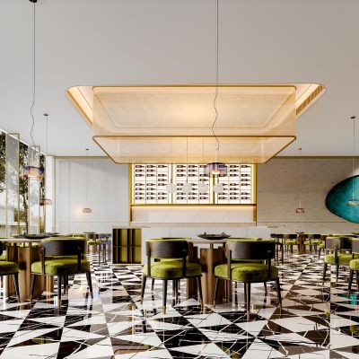 现代简约轻奢酒店餐厅大厅