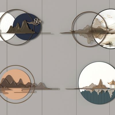 新中式墙饰挂件3D模型