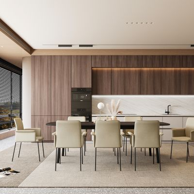 现代餐厅 餐桌椅 橱柜 