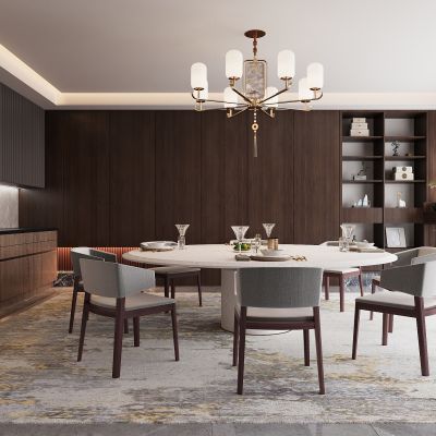 现代餐厅 餐桌椅 橱柜
