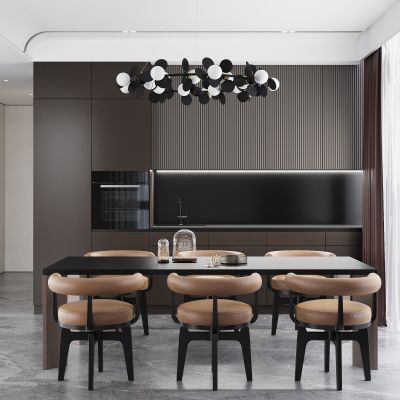 现代餐厅 餐桌椅 橱柜 