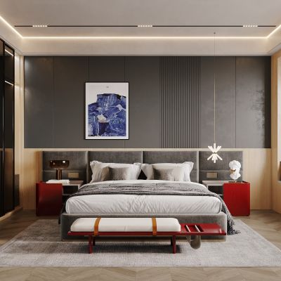 CR,卧室，高级黑，原木，床品，侘寂，现代