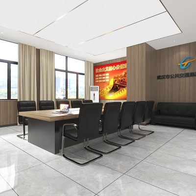 会议室，多媒体室，会议桌椅组合，实木皮沙发