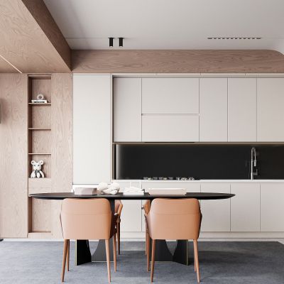 现代餐厅 餐桌椅 橱柜