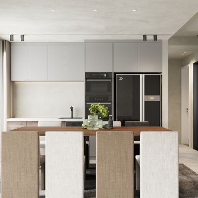 现代餐厅 餐桌椅 橱柜