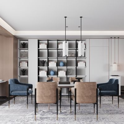 现代餐厅 餐桌椅 橱柜