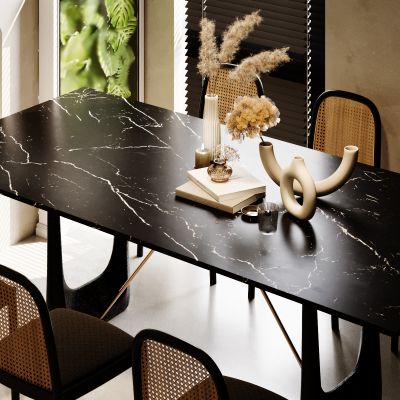 侘寂风餐厅，餐桌餐椅组合，摆件