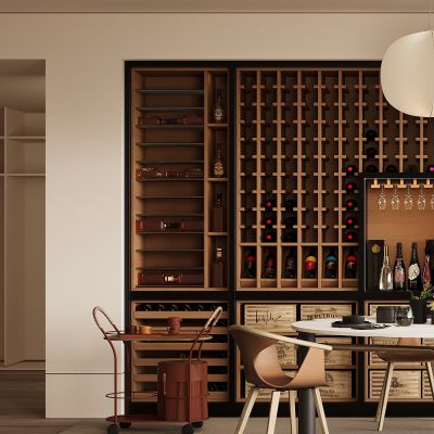 现代餐厅 餐桌椅 橱柜 吊灯