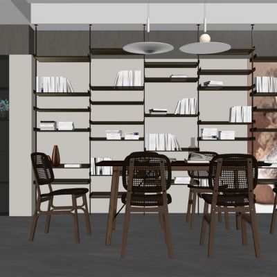 现代餐厅 餐桌椅 橱柜 吊灯