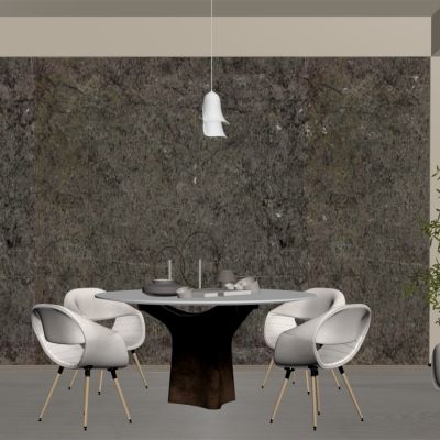 现代餐厅 餐桌椅 橱柜 吊灯