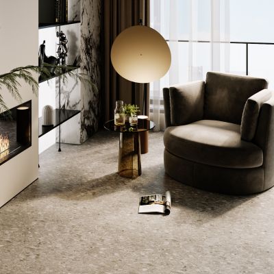  现代轻奢休闲区，单人休闲沙发茶几组合，摆件