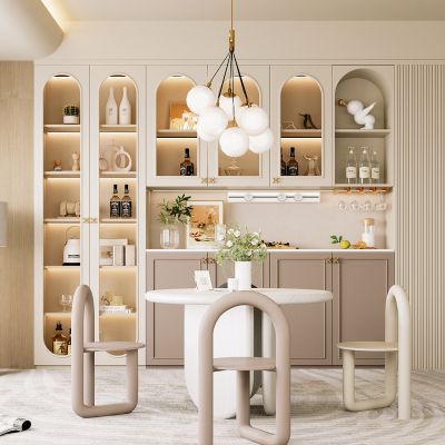 现代餐厅 餐桌椅 橱柜 吊灯
