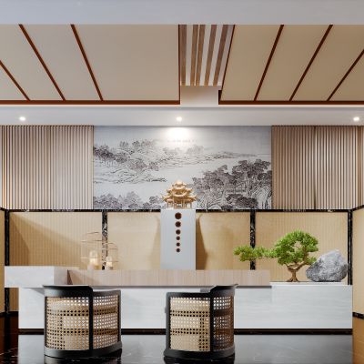 新中式简约酒店餐厅大厅