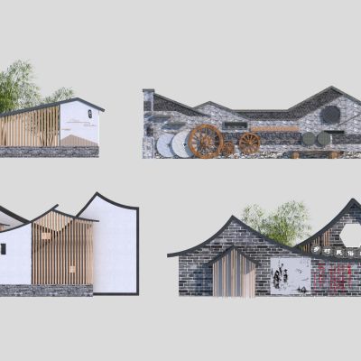 新中式景墙围墙_