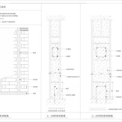 各类隔墙系列平立面节点