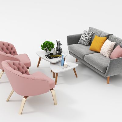 现代洽谈沙发茶几组合,休闲椅，茶几，双人沙发