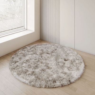 现代立体毛绒圆地毯