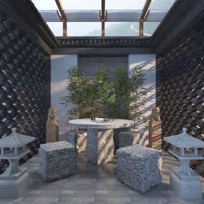 现代石桌子3D模型