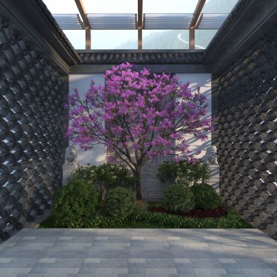 现代庭院灌木景观小品