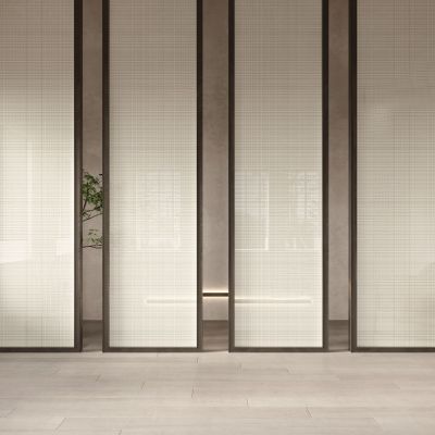 侘寂风玻璃屏风